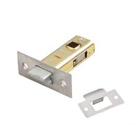 Gettimore 2 Pack Polished Brass Radius Tubular Latches stainless steel passage latch for Internal Wooden Doors 30-45mm Backset(40mm)