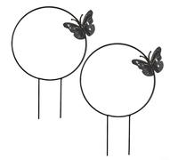 Gettimore 2Pc Metal Climbing Plant Support With Butterfly, Flower Pot Stand Bracket For Roses And Vines, Elegant Garden Or Indoor Display Solution, Black 26x34cm