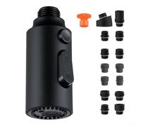 Gettimore 3 Function Pull Out Kitchen Sink Sprayer Head, ABS Faucet Spray Nozzle with 14 Adapters High Pressure Washing, Multiple Colors(Black)