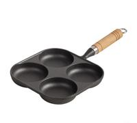 Gettimore 4-Hole Cast Iron Egg Pan Non-Stick Skillet for Breakfast Cooking on Gas Induction 17cm