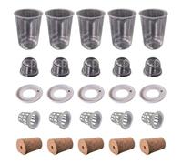 Gettimore 5-Pack Soilless Growing Kit for Vegetables, Succulents and Garlic, Transparent Plastic Planting Cups with for Root, White