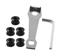 Gettimore 5 PCS for Bike Chainring Bolts 49 mm with Mounting Wrench - Aluminum Alloy Single Chainwheel Screws, 64 mm Nut Length, 96 mm Bolt Length, 12 mm Outer Diameter, CNC Machined, Anodized Color (