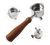 Gettimore 51mm Double Spout Portafilter with Solid Wood Handle and Basket, 3 Ear Design, 304 Stainless Steel Non-Pressurised Filter, Compatible with Espresso Machine and Cappuccino Maker, Ergonomic Gr