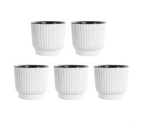Gettimore 5pcs Macaron White Self Watering Pots Lazy Flower Pot with Water Storage for 15 Days Resin Plastic Planters for Busy Owners Indoor Outdoor Decoration(155mm)