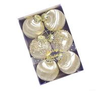 Gettimore 8CM Ball Set Of 6 Red Gold Silver for Christmas Seasonal Winter Themed Decorations Xmas Tree Hanging Pendant Lightweight for Hanging(Golden)