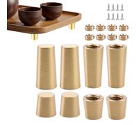 Gettimore 8Pcs Premium Brass Cutting Board Feet Set, 30mm and 15mm for Round Conical Risers with Hardware, Gold Support Legs Trays, Boxes, Woodworking