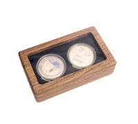 Gettimore Adjustable Double Coin Display Case Walnut Wood Box Fits 1.57-1.81 Inch Coins Protective Storage