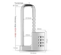 Gettimore Adjustable U-Shaped Padlock File Cabinet Wardrobe for Door, Mechanical Password Lock with Telescopic for Range 42-98 mm, Alloy Steel, Silver