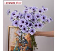Gettimore Artificial Silk Daisy Flowers Bouquet, 5-Head Wedding Christmas Party Home Coffee Shop Decor, White Yellow Blue-Violet Pink for Orange Champagne Light Purple Red Blue, 52 cm