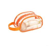 Gettimore Clear PVC Makeup Bag with Zipper, Large Transparent Cosmetic Tote for Toiletries, Travel, Beach, Gym and Swimming, Waterproof Event-Friendly Organizer(Half-Moon Orange)