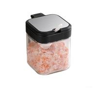 Gettimore Condiments Container Seasoning Jars,Kitchen Glass Spicy Jars with Lids and Spoon(Black 1PC)