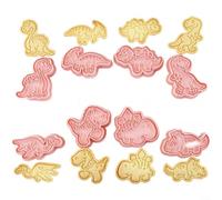 Gettimore Cute Dinosaur Cookie Cutter Set 8 Pack, 3D Cartoon Biscuit Cutters for Baking, Grade PP Kitchen Tools Pink