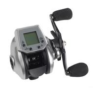 Gettimore Digital Baitcasting Fishing Reel with Dual Temperature Time Display Real-Time Line Length Depth Memory Backlight for Night Fishing 7.2:1 Speed Ratio Compact Left Right Hand Silver(right)