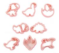 Gettimore Dinosaur Cookie Cutter Set 8 Pieces Grade PP Baking Accessories for Children Birthday Party Pink