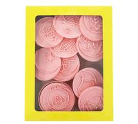 Gettimore Festive Eid Cookie Cutters Set 10pcs Lantern Star Moon Shapes Reusable PP Biscuit Cutter for Ramadan Celebration Baking Pink