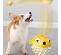 Gettimore Fish Treat Ball for Dogs That Rolls Freely on Flat Surfaces and Releases Snacks Through Motion Triggered Mechanism With Sound Output (Yellow)