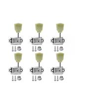 Gettimore Guitar Deluxe Tuning Pegs with Retro Synthetic Jade Handles, 3 Left 3 Right Machine Heads Compatible with Gibson Les Paul Electric Acoustic, Metal and Plastic Silver Gold Set Silver