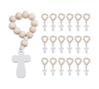 Gettimore Handcrafted Wooden Baptism Rosary Set with Natural Beads and Cross Pendant for Ritual and Meditative Use (18pcs)