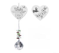 Gettimore Heart-Shaped Sun Catcher Wind Chime Window Decor for Indoor Outdoor Use Rainbow Light Refraction Hanging Ornament for Garden Balcony Bedroom Living Room Commemorative
