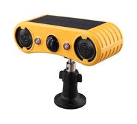 Gettimore IP55 Solar Powered Animal Repeller with 13 Sounds & Strobe Light Motion Sensor Alarm for Outdoor Farm Garden Indoor Shed Yellow Wall Mount Device A
