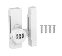 Gettimore Keyless 3 Digit Combination Barn for Door Lock, Solid Zinc Alloy Security Latch 90/180 Degree Installation on Sliding Doors and Cabinets, Silver(White)