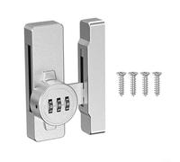 Gettimore Keyless 3 Digit Combination Barn for Door Lock, Solid Zinc Alloy Security Latch 90/180 Degree Installation on Sliding Doors and Cabinets, Silver(Silver)