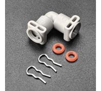 Gettimore L-Shape Coffee Machine Water Line Connector Fitting Replacement Kit, Plastic 90-Degree Tube Joint with Silicone Rings and Retaining Clamps, Compatible with Dr.Coffee and Kalerm Models, White