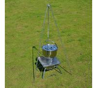 Gettimore Lightweight Aluminum Campfire Tripod 105cm, Adjustable Height Cooking Stand for Camping, Durable Pot Support with Carry Bag Black