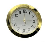 Gettimore Mini Clock Insert 55mm Round Quartz Movement Miniature Clock Insert with Roman Numeral Quartz Movement Gold Silver Rim(gold Arabic)