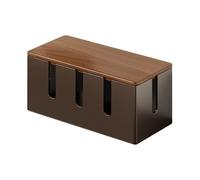 Gettimore Modern Cable Organizer Storage Box with Lid Strip Cord Management Steel Wood Construction Multi Compartment(Black)