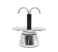 Gettimore Moka Pot Double Spout Stainless Steel Stovetop Espresso Maker 2 Cup 100 ml Silver for Traditional Italian Coffee Brewing