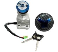 Gettimore Motorcycle Lock Set with Ignition Switch and Fuel Tank Cover Compatible with Yamaha NMAX 155, Aluminum Alloy Construction, Includes Lock, Oil Cap and Two Keys Blue