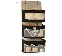 Gettimore Multipurpose Wall Mounted Hanging Storage Bag Organizer with Metal Hooks Non-Woven Fabric Transparent PVC Panels Stationery Cosmetics Books Items Space-Saving 30x15x52cm(P)