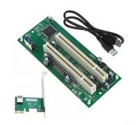 Gettimore PCI-Express to 2x PCI Expansion Card, Low Latency Adapter for Legacy Devices, Supports Serial Parallel Sound Cards, Green PCB