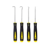 Gettimore Pick and Hook Set for O-for Ring Oil Seal Gasket Removal - 4pc Steel & for TPR Hand Tool Kit with Straight Pick, Full Hook, Small Angle Hook, 90 Degree Hook - Automotive Repair Tools Compati
