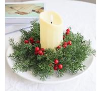 Gettimore Plastic Christmas Wreath with Artificial Berries and Pine Leaves, 30 cm Diameter Green Holiday Door Hanging Garland for Festive Indoor Outdoor Decor, Lightweight 89g for Front Door, Wall, Ma