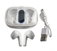 Gettimore Pro 70 Wireless Earbuds, Digital Display Charging Case ABS 5.1 Dual Ear Headphones Adjustable Ear Hooks for Sports(white)