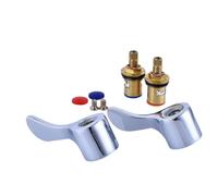 Gettimore Replacement Lever Tap Handles and Valve Kit for Basin Taps, G1/2 Inch 1/2 Turn Ceramic Disc Valves, Chrome Zinc Alloy Knobs Set with Deck Mount, Compatible with Existing Tap Systems