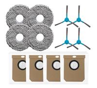 Gettimore Replacement Mop Cloths, Dust Bags & Side Brushes for Conga 20090 ProAI InfinitySoap Cut&SPA, 4-Pack Each, Microfiber + Nylon + Non-Woven Fabric Cleaning Kit