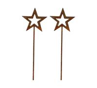 Gettimore Rusty Star Garden Decorative Iron Art, 2-Pack Outdoor Yard Decoration for Flower Pots and Courtyards, 250x90mm, Rust Finish with Weather- Design for Year-Round Seasonal Use