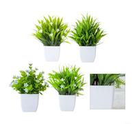 Gettimore Set of 4 Small Artificial Plants in Pots 17cm Fake Greenery for Indoor Use Realistic Plastic Faux Plant for Tabletop Office Desk Home Decor