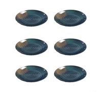 Gettimore Set of 6 Melamine Dinner Plates, Concentric Ripple Flat Dishes for Cold Dish and Steak, Shatter Resistant Black Tableware(17.5cm)