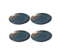 Gettimore Shatter Resistant Melamine Round Plates 4 Pack, Hammered Embossed Flat Dishes for Restaurant and Home Dining, Black Finish(24.1cm)