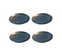 Gettimore Shatter Resistant Melamine Round Plates 4 Pack, Hammered Embossed Flat Dishes for Restaurant and Home Dining, Black Finish(21.6cm)