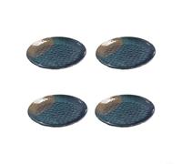 Gettimore Shatter Resistant Melamine Round Plates 4 Pack, Hammered Embossed Flat Dishes for Restaurant and Home Dining, Black Finish(19cm)