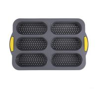Gettimore Silicone Hot Dog Bun Pan 6-Cavity Baking Tray Non-Stick Molds for Rolls Muffins Cupcakes Kitchen Tool(Gray)
