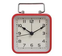 Gettimore Small Metal Square Alarm Clock with Luminous Display and Silent Quartz Movement for Bedroom or Desktop, Compatible with Modern Decor, Black