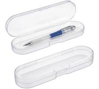 Gettimore Stackable Clear Plastic Storage Boxes 2 Pack, for Compact Transparent Organiser Stationery Craft Supplies, Portable Slim Case Home Office, Blue