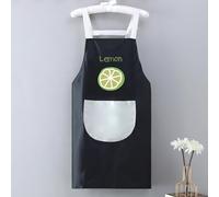 Gettimore Stylish Waterproof Kitchen Apron, Adjustable Polyester Cooking Bib with Pocket for Home Cooks and Professionals, Colorful(Regular style Black lemon)