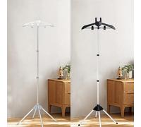 Gettimore Telescopic Folding Garment Hanger Drying Rack with Handheld Clothes Steamer Holder, Aluminum Alloy and Plastic Adjustable Stand with 360° Rotating Clamps for Pants, Jeans, Skirts, Includes F